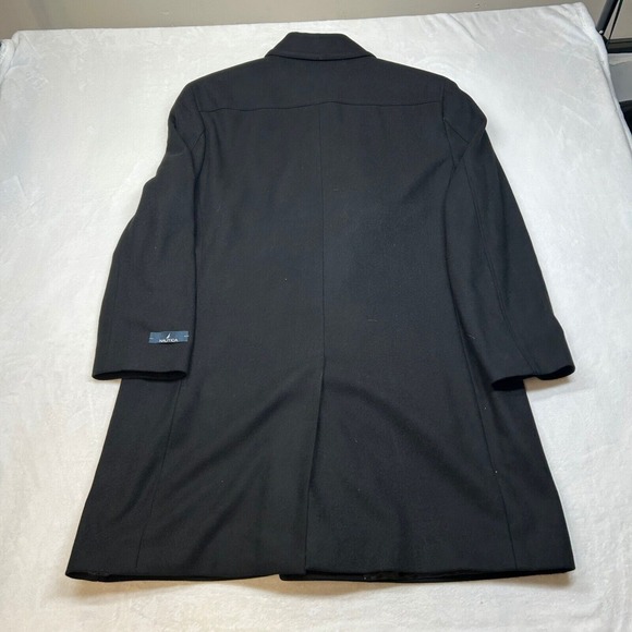 Nautica Double Breasted Overcoat Mens 44R Large Black‎ Classic-Fit Wool $395 - Picture 3 of 13